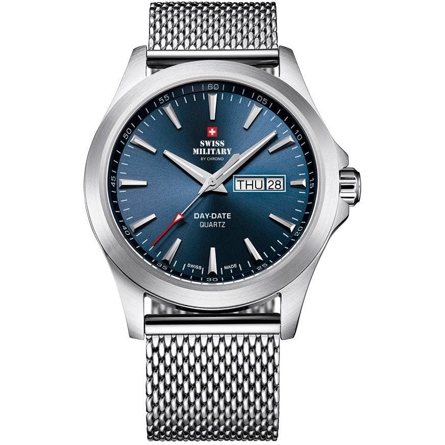Swiss Military by Chrono Swiss Military by Chrono SMP36040.03  SMP36040.03 кварцевые мужские часы синий циферблат, браслет нержавеющая сталь — вид спереди