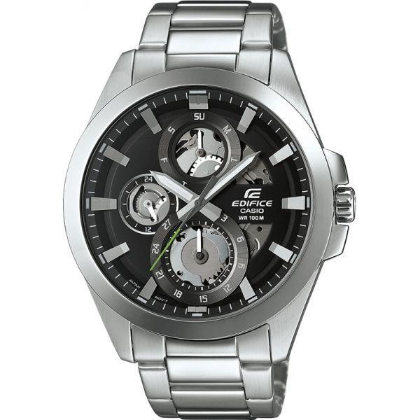 Casio Casio Edifice ESK-300D-1A  ESK-300D-1A кварцевые мужские часы черный циферблат, браслет  — вид спереди