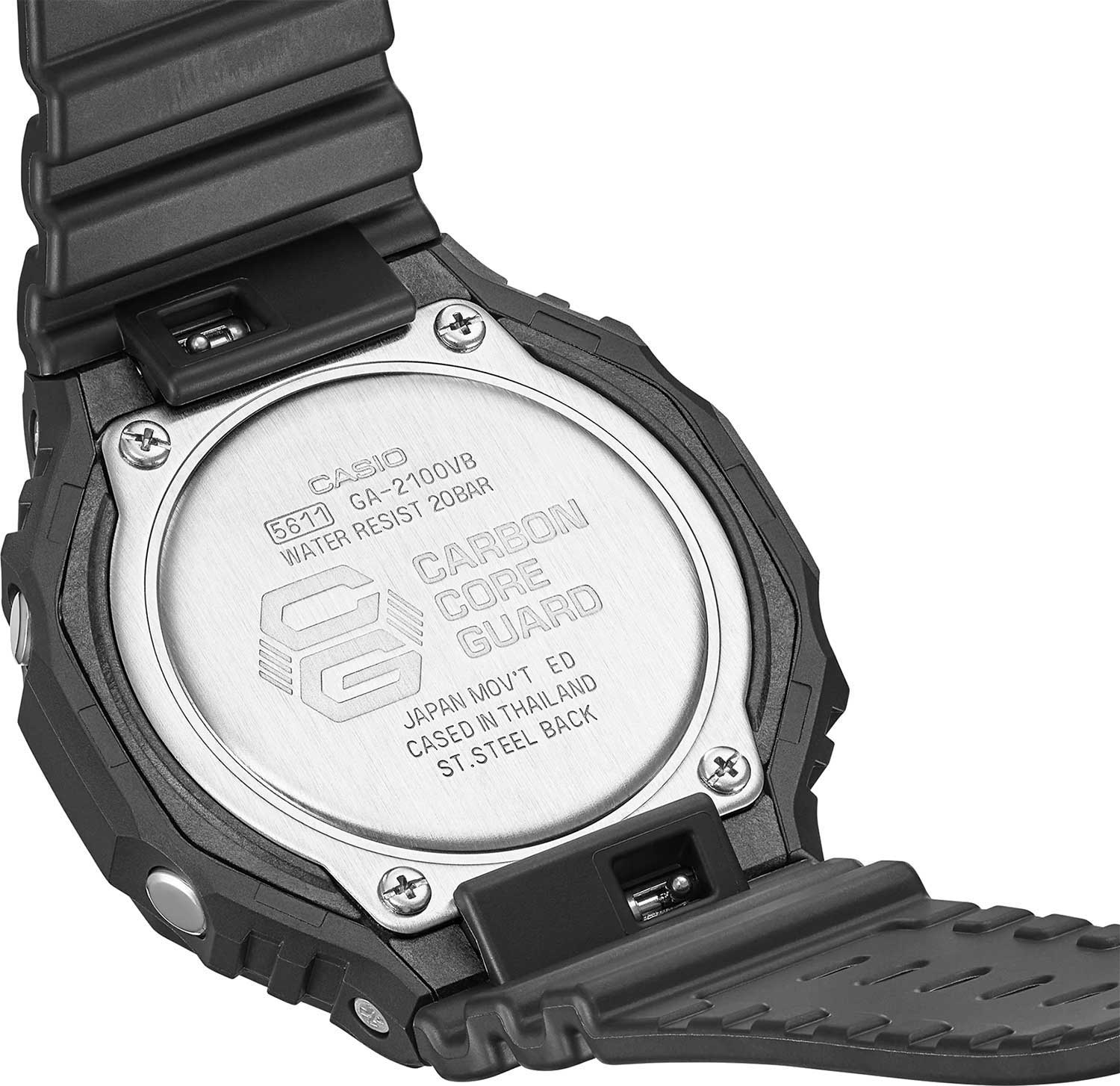 Casio Casio G-Shock Virtual Blue GA-2100VB-1ADR (GA-2100VB-1A), g-shock япония мужские часы на браслете пластик боковой вид