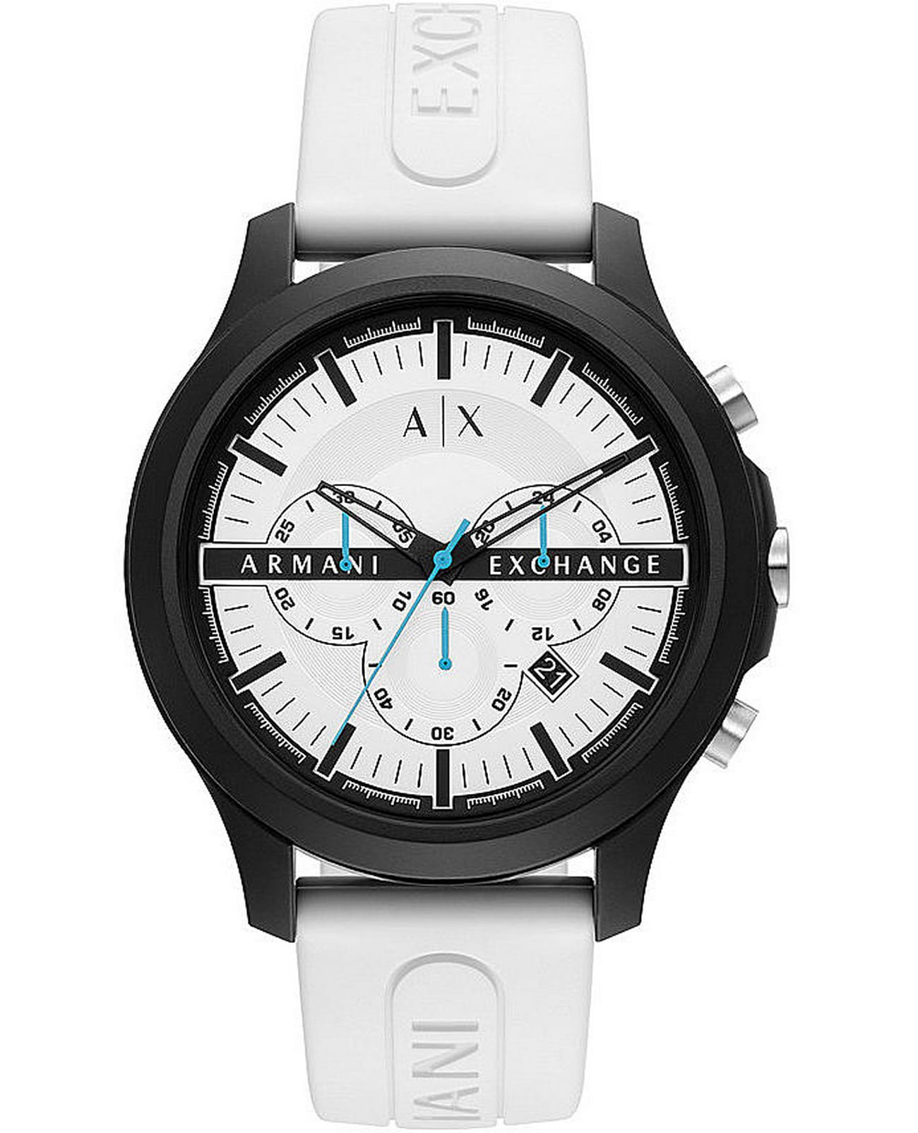 Armani Exchange Armani Exchange Hampton AX2435  AX2435 кварцевые мужские часы белый циферблат, браслет силикон — вид спереди