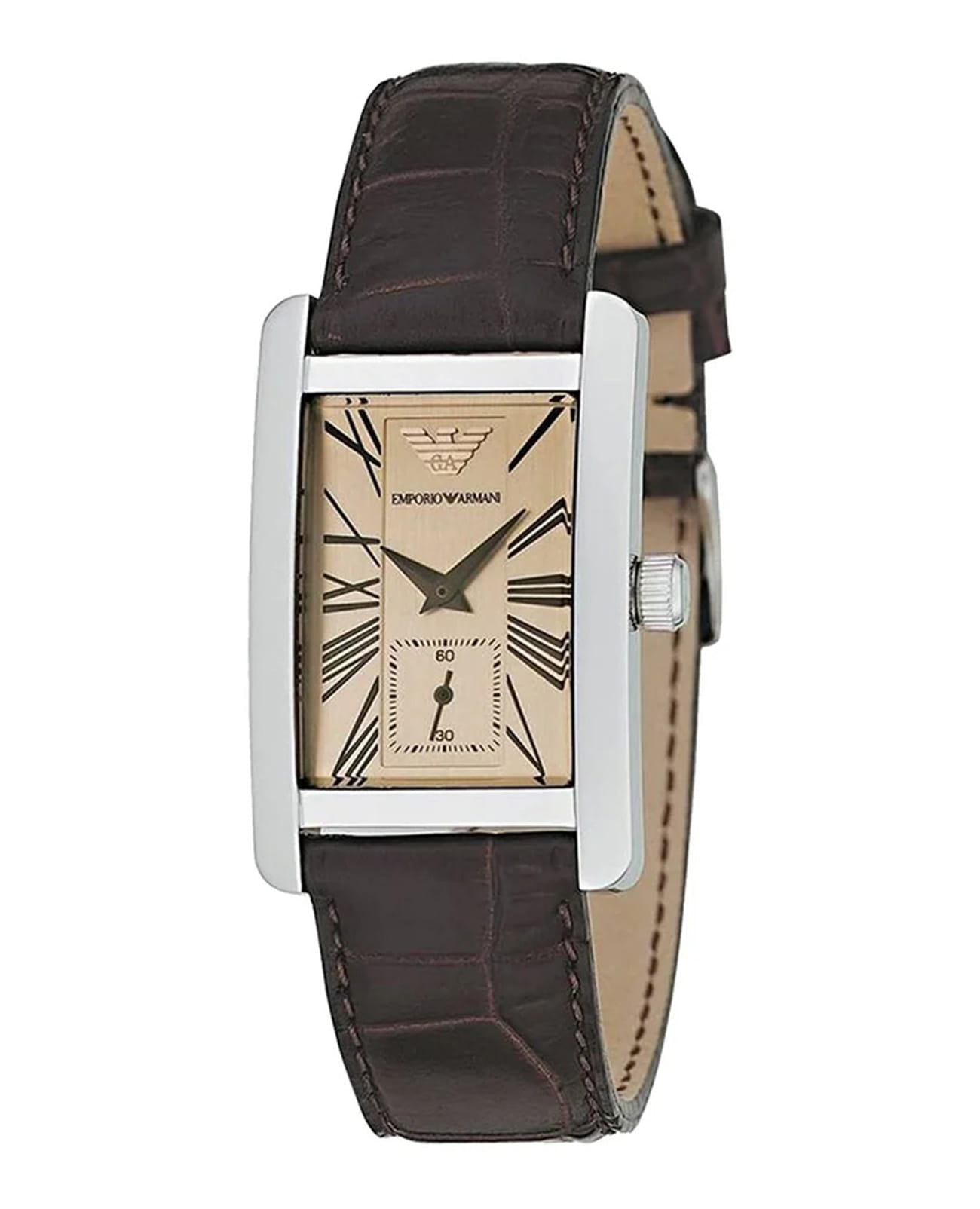 Emporio Armani Emporio Armani Classics AR0155  AR0155 кварцевые женские часы бежевый циферблат, браслет кожаный — вид спереди