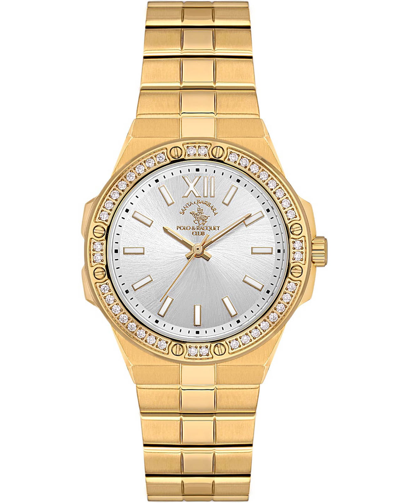 Santa Barbara Polo & Racquet Club Santa Barbara Polo & Racquet Club Luxury SB.1.10575-2  SB.1.10575-2 кварцевые женские часы серебристый циферблат, браслет нержавеющая сталь с ip-покрытием — вид спереди