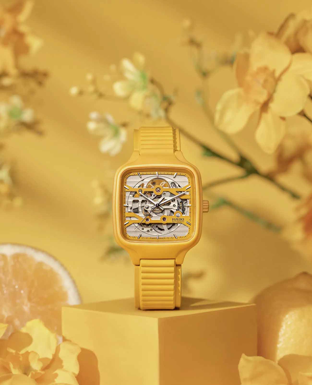 Оригинальные часы Rado Rado True Square Automatic Skeleton R27177255 механические калибр механизма  общий вид