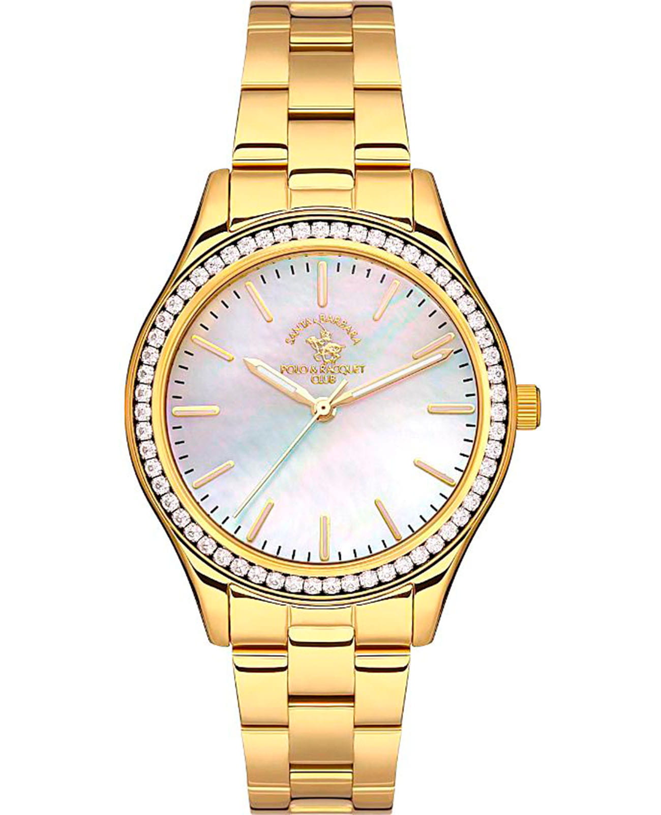 Santa Barbara Polo & Racquet Club Santa Barbara Polo & Racquet Club Unique SB.1.10490-2  SB.1.10490-2 кварцевые женские часы белый циферблат, браслет нержавеющая сталь с ip-покрытием — вид спереди