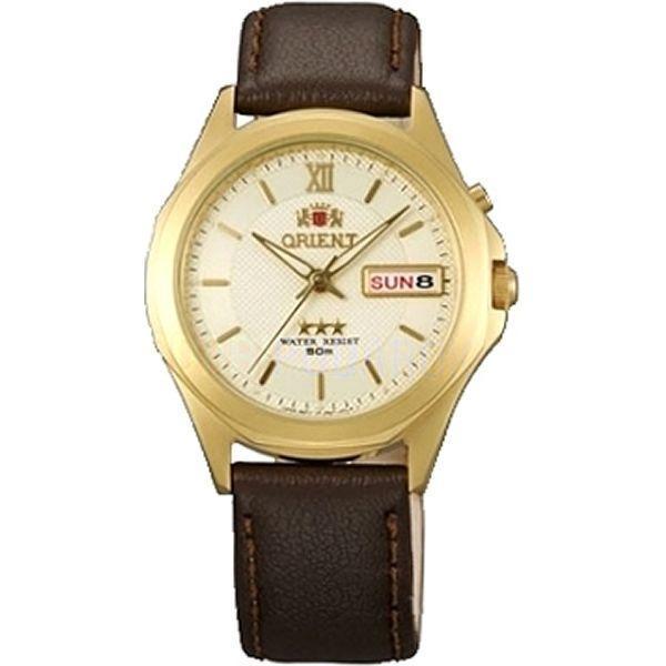 Orient Orient EM5C00QW (FEM5C00QW)  FEM5C00QW механические мужские часы белый циферблат, браслет кожа + текстиль — вид спереди