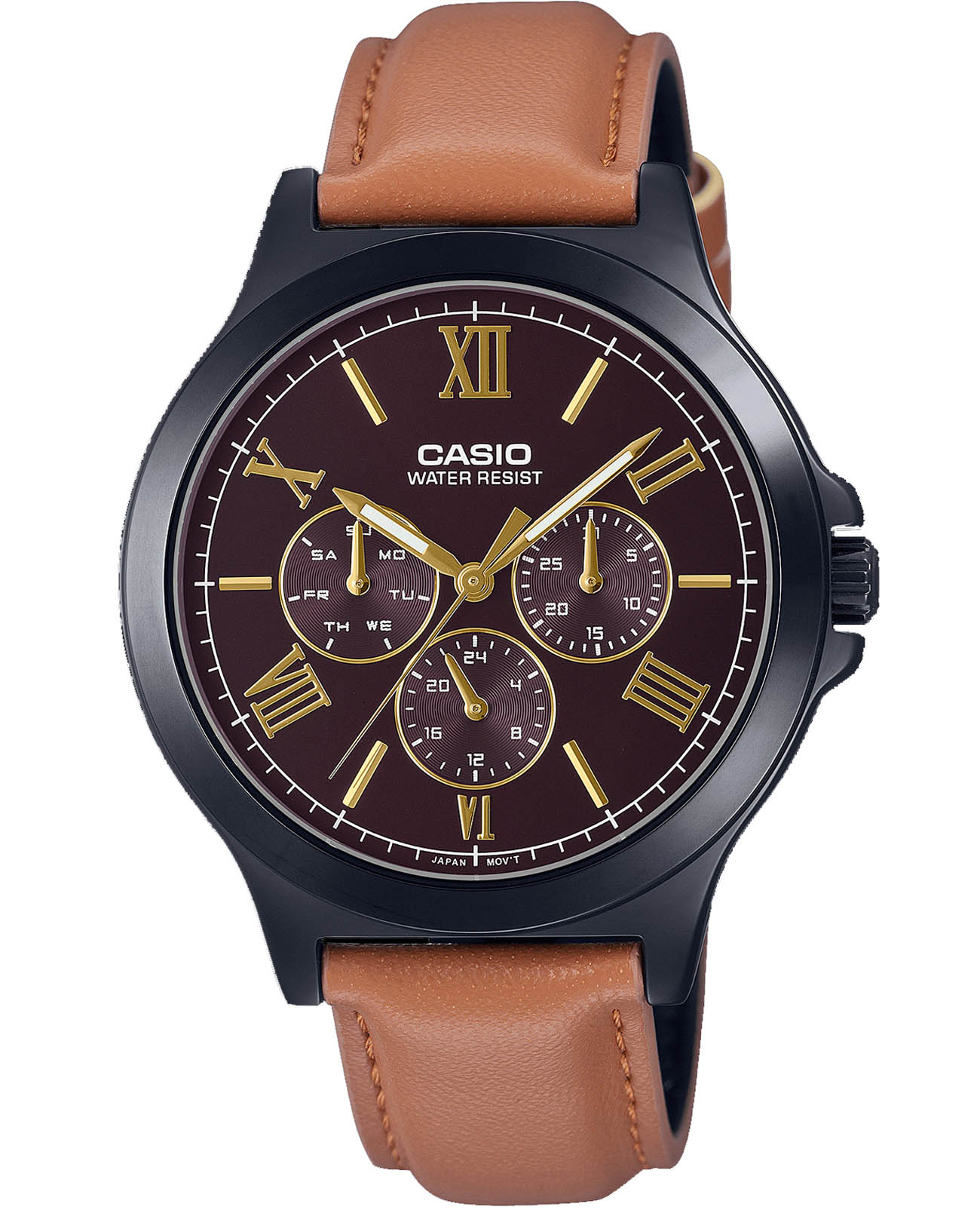 Casio Casio Collection MTP-V300BL-5AUDF (MTP-V300BL-5A)  MTP-V300BL-5A кварцевые мужские часы коричневый циферблат, браслет кожаный — вид спереди