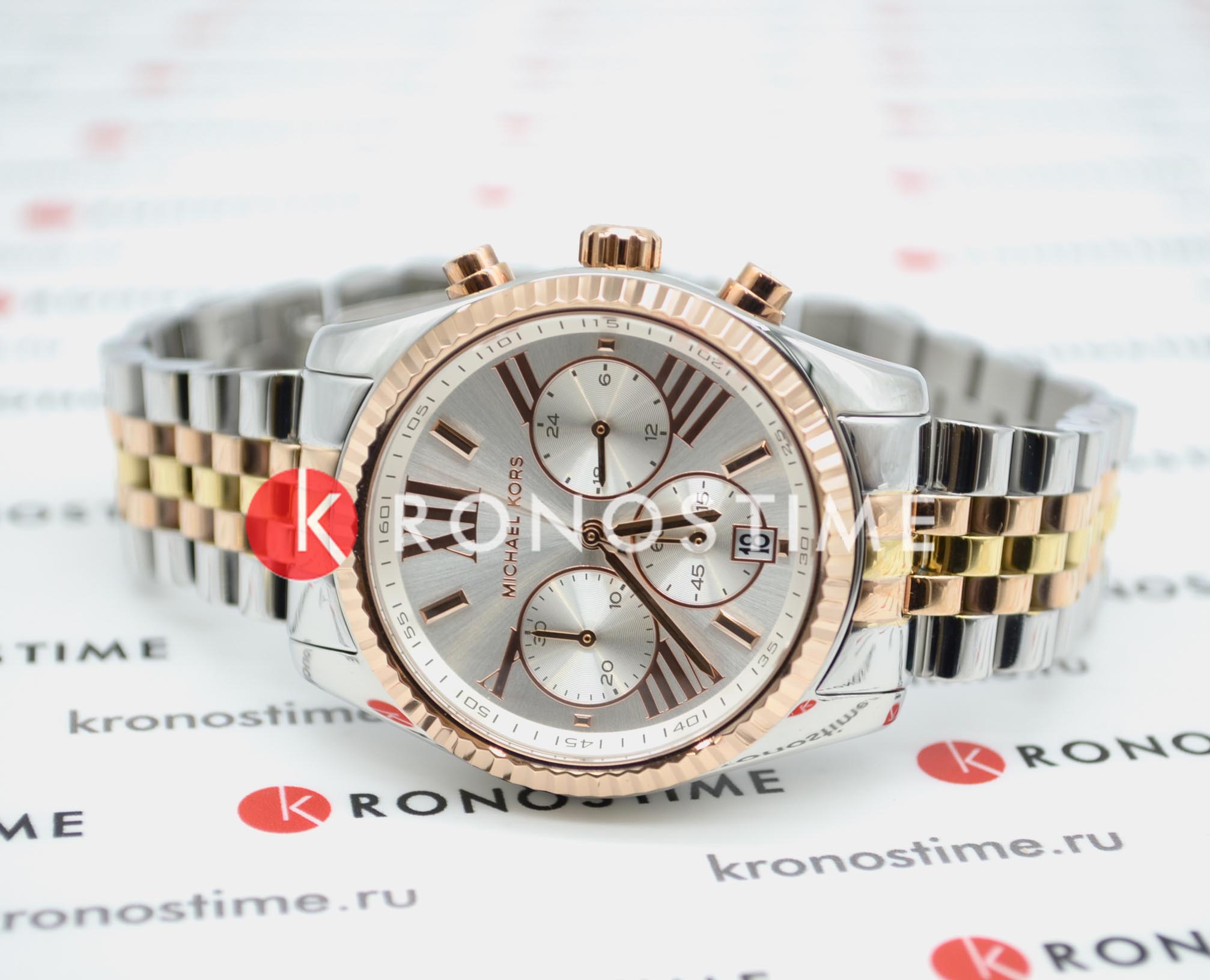 Michael Kors Michael Kors Ritz MK5735,  сша женские часы на браслете нержавеющая сталь + золото 18к боковой вид