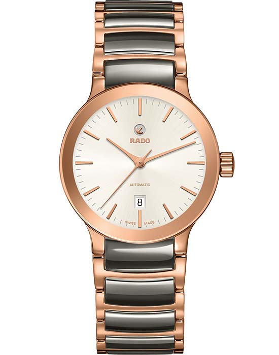 Rado Rado Centrix Automatic R30183022 Automatic R30183022 механические женские часы белый циферблат, браслет сталь + pvd + керамика — вид спереди