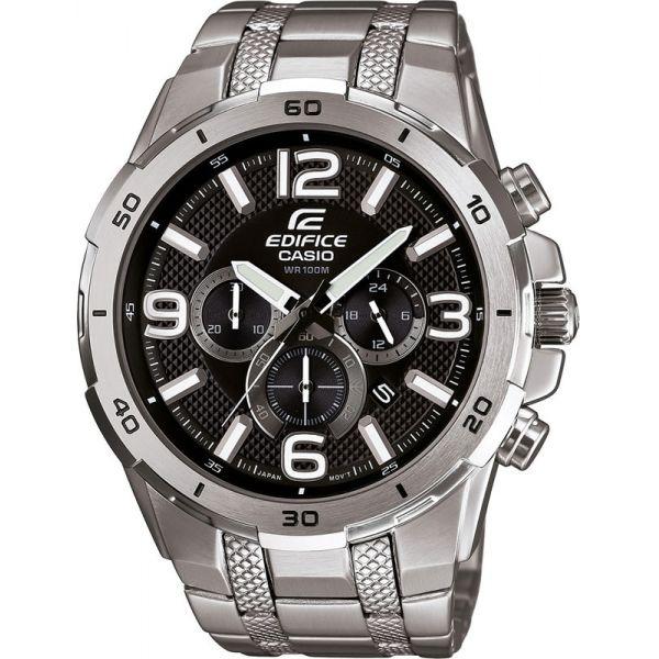 Casio Casio Edifice EFR-538D-1A EFR EFR-538D-1A кварцевые мужские часы черный циферблат, браслет 18-каратное желтое золото — вид спереди