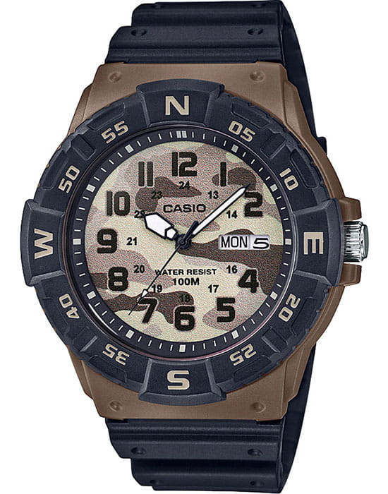 Casio Casio Collection MRW-220HCM-5B  MRW-220HCM-5BVEF кварцевые мужские часы коричневый циферблат, браслет пластик — вид спереди