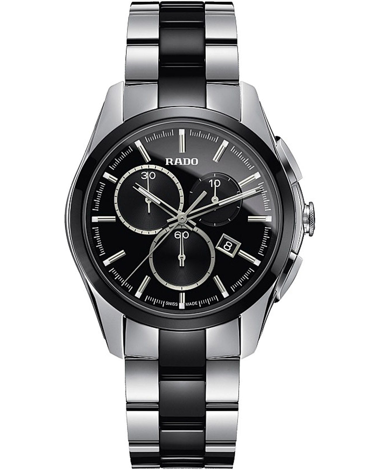 Rado Rado HyperChrome R32038152 Automatic R32038152 механические мужские часы черный циферблат, браслет высокотехнологичная керамика — вид спереди