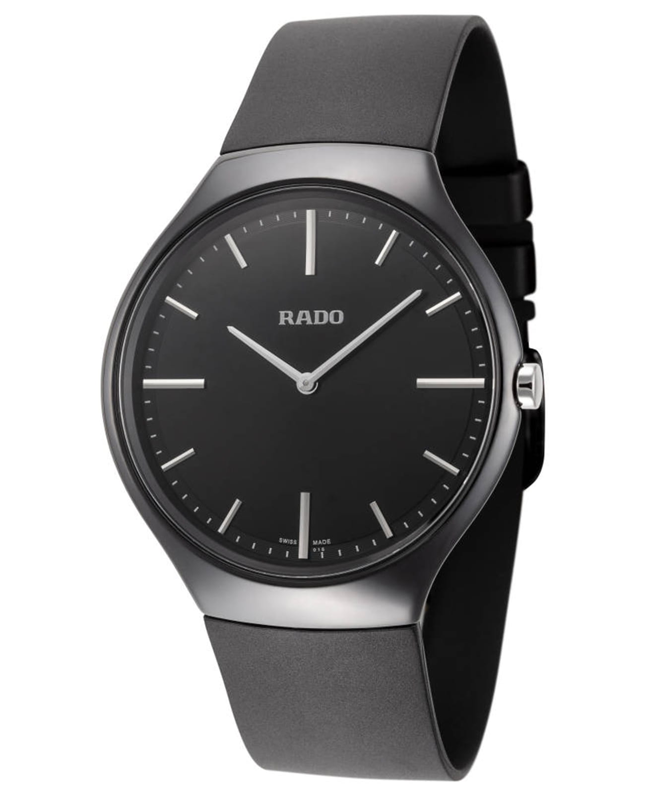 Rado Rado True Thinline R27741156  R27741156 кварцевые мужские часы черный циферблат, браслет силикон — вид спереди