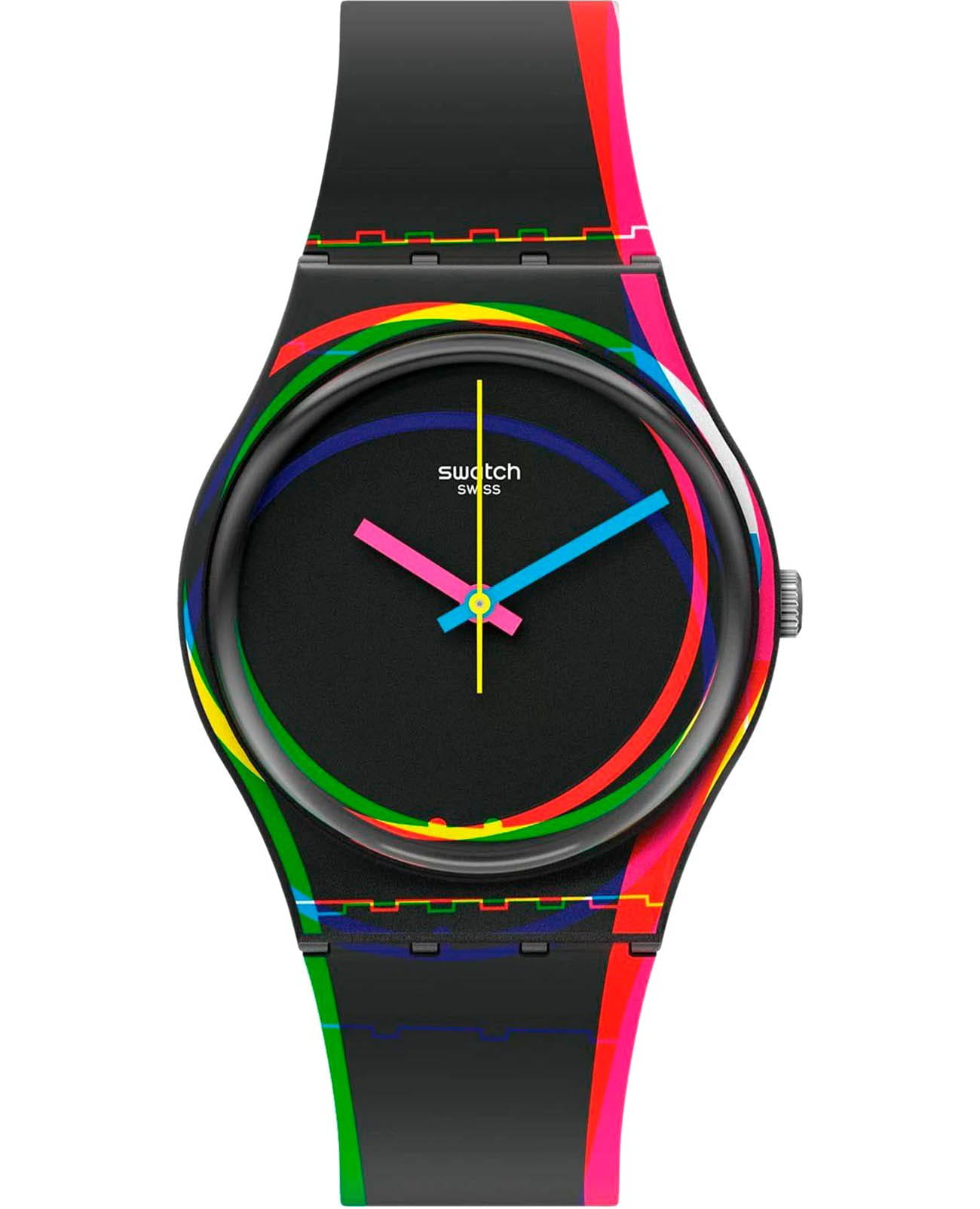 Swatch Swatch Gent Standard GB333  GB333 кварцевые женские часы черный циферблат, браслет силикон — вид спереди