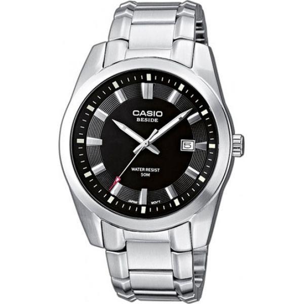 Casio Casio BEM-116D-1A  BEM-116D-1A кварцевые мужские часы черный циферблат, браслет  — вид спереди
