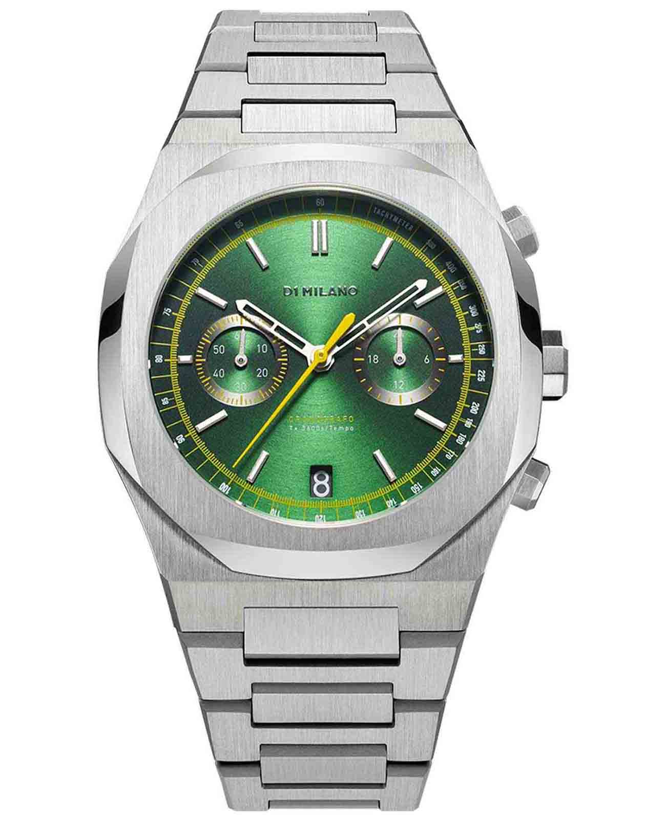 D1 Milano D1 Milano Cronografo CHBJ10  CHBJ10 кварцевые мужские часы зеленый циферблат, браслет нержавеющая сталь — вид спереди