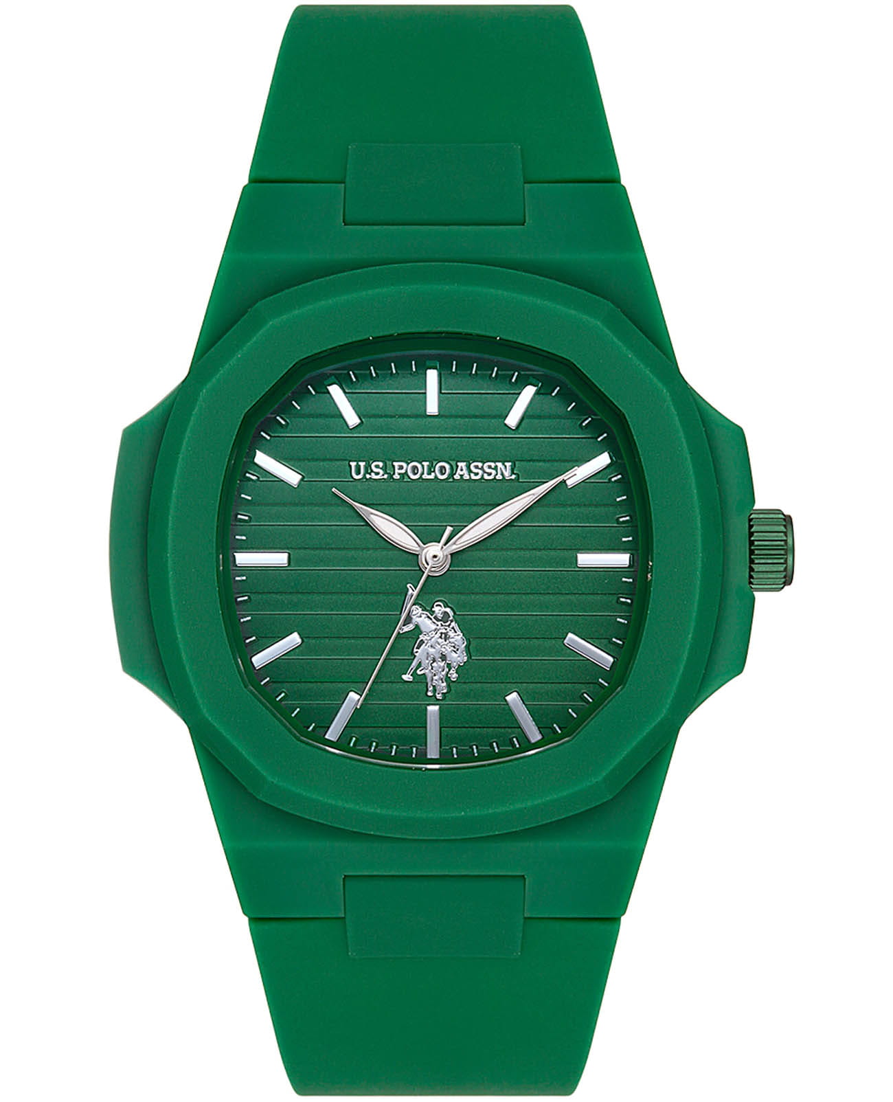 U.S. Polo Assn. U.S. Polo Assn. Yard USPA1050-06  USPA1050-06 кварцевые мужские часы зеленый циферблат, браслет силикон — вид спереди