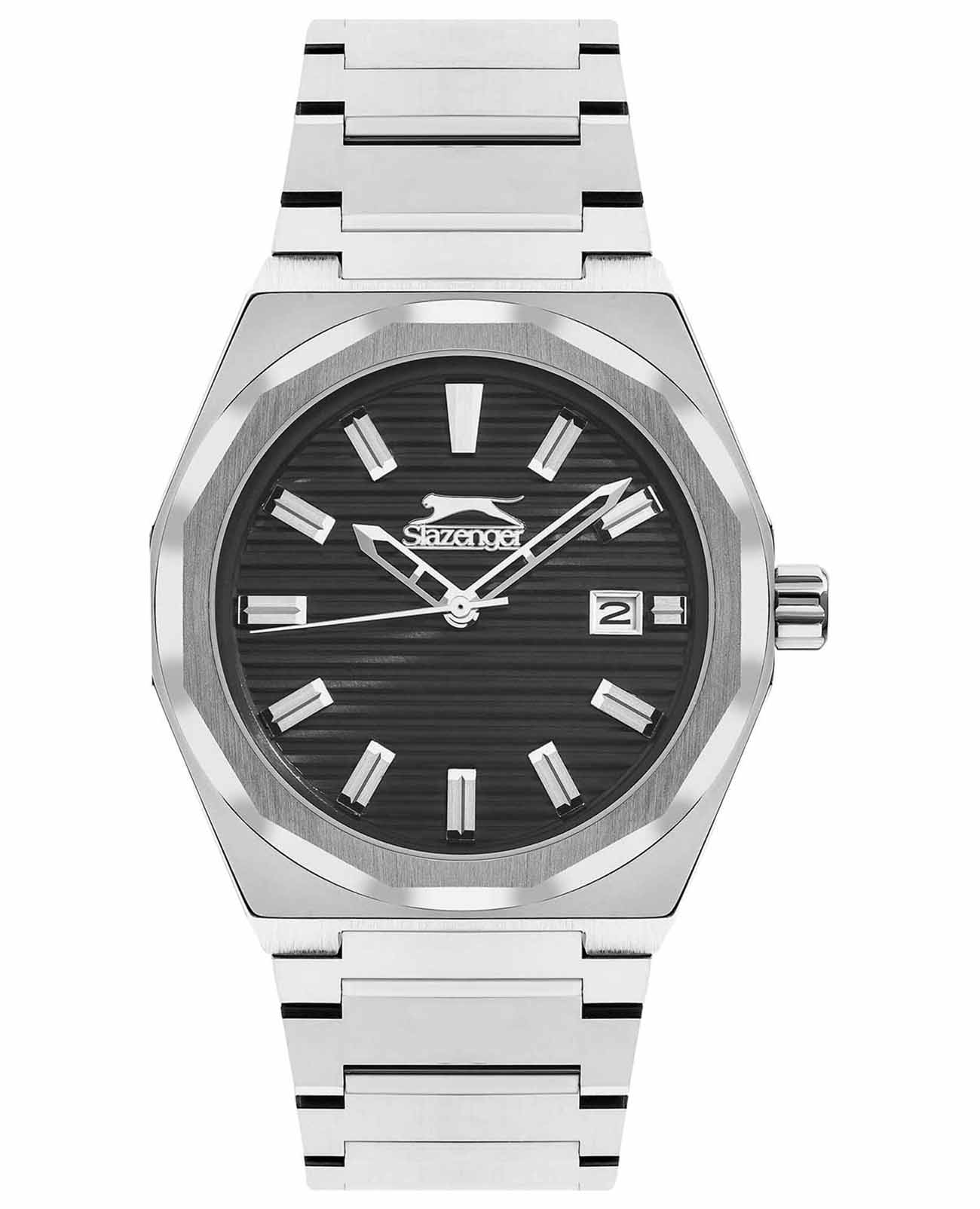 Slazenger Slazenger SL.09.2143.1.01  SL.09.2143.1.01 кварцевые мужские часы серый циферблат, браслет суперметалл — вид спереди