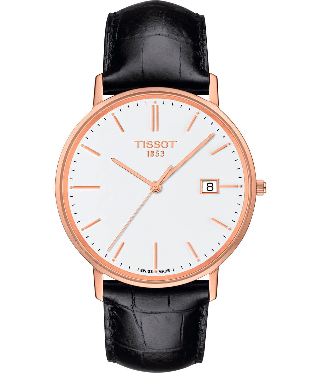 Tissot Tissot Goldrun 18K Gold T922.410.76.011.00  T9224107601100 кварцевые мужские часы белый циферблат, браслет кожаный — вид спереди