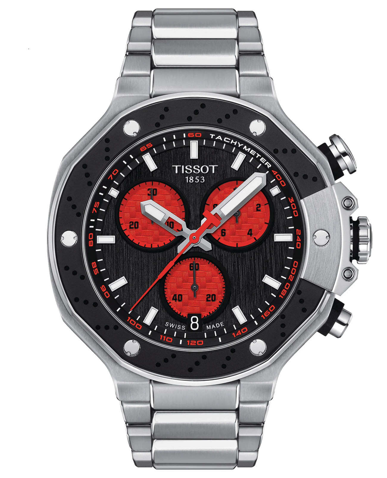 Tissot Tissot T-Race Marc Marquez 2022 Limited Edition T141.417.11.051.00 T Race T1414171105100 кварцевые мужские часы  циферблат, браслет нержавеющая сталь — вид спереди