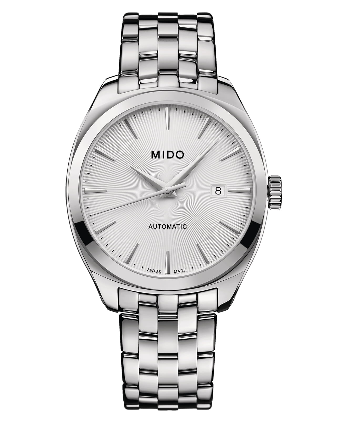 Mido Mido Belluna Royal Gent M024.507.11.031.00  M0245071103100 механические мужские часы серебристый циферблат, браслет нержавеющая сталь — вид спереди