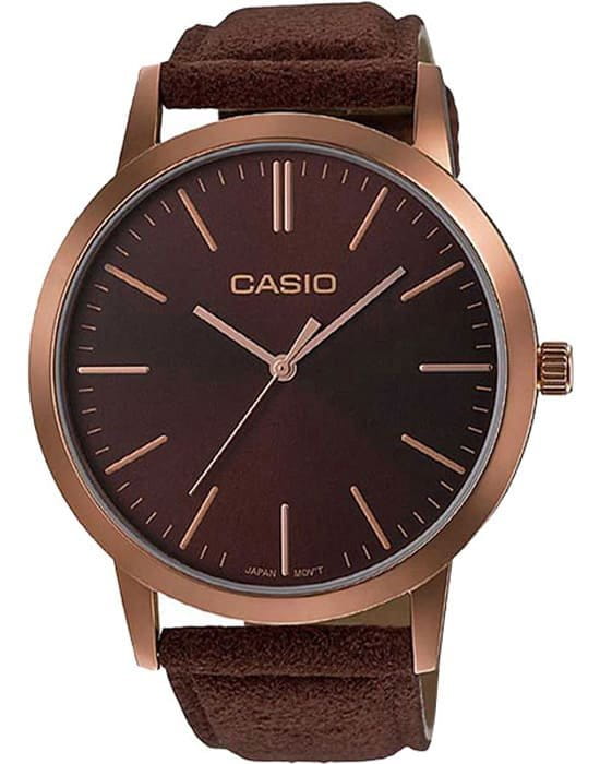 Casio Casio LTP-E118RL-5A  LTP-E118RL-5A кварцевые женские часы коричневый циферблат, браслет кожаный — вид спереди